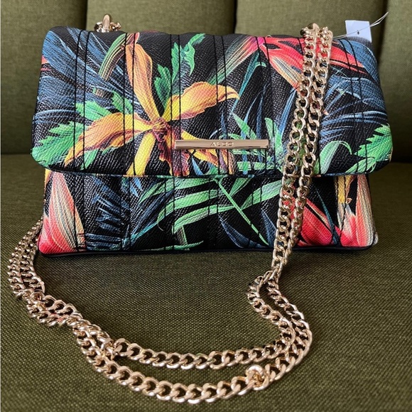 Aldo Bags Nwt Original Aldo Margaux Floral Crossbody Bag Gold Chain Flap Closure Poshmark